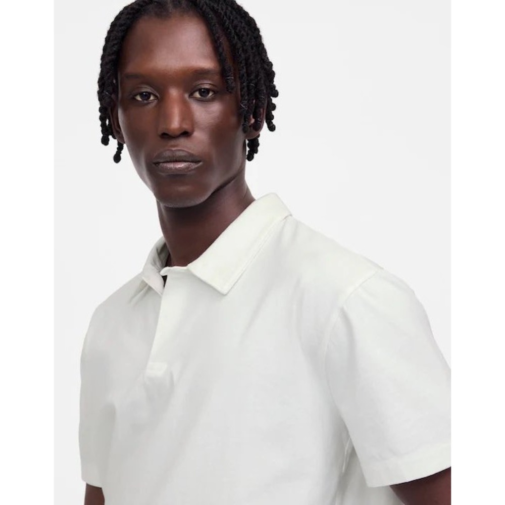 Madewell Men's Vintage Polo XL White Short Sleeve Cotton Shirt Hidden Placket - Picture 3 of 11